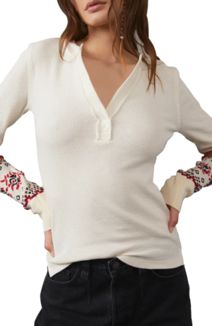 Mikah Printed Cuff Thermal Top